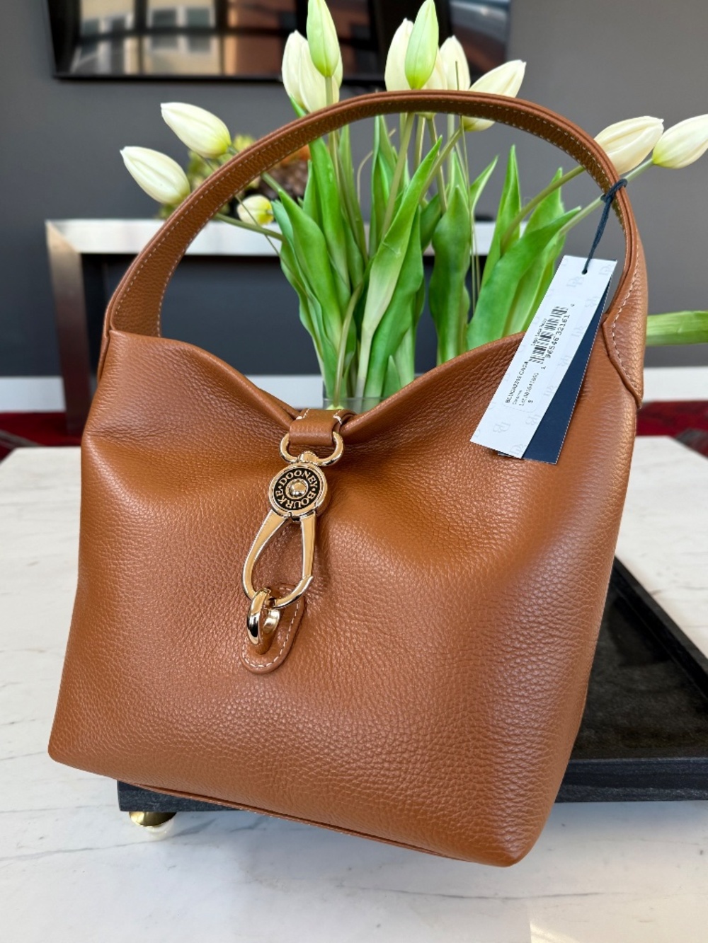 New Dooney & Bourke Lucca Leather Logo Lock Hobo Handbag - Picture 16 of 16